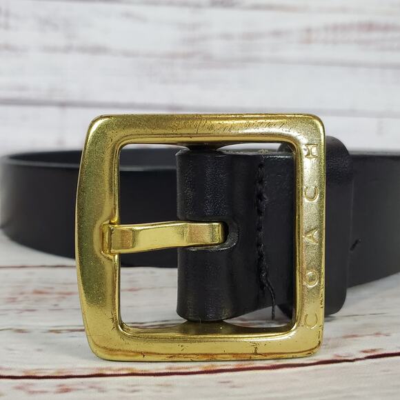 Coach Retro Brown Leather Belt with Solid Brass Square Buckle Size Large - Picture 2 of 10